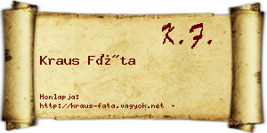 Kraus Fáta névjegykártya