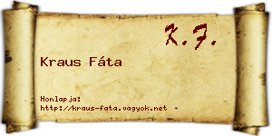Kraus Fáta névjegykártya